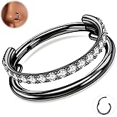ONESING G23 Titanium Cartilage Hoop Earrings 16G/18G Stacked Conch Hoop Septum Rings Surgical Steel Conch Piercing Jewelry Double Nose Rings Hoops Silver Tragus Daith Helix Earrings Earring for Women Men 6mm 8mm 10mm 12mm