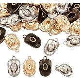 Beadthoven 60pcs Cowboy Hat Charm Pendants Mixed Colors Western Cowboy Cowgirl Hat Metal Charm Dangle Beads for Necklace Earring Keychain Jewelry Making DIY Crafts Accessory
