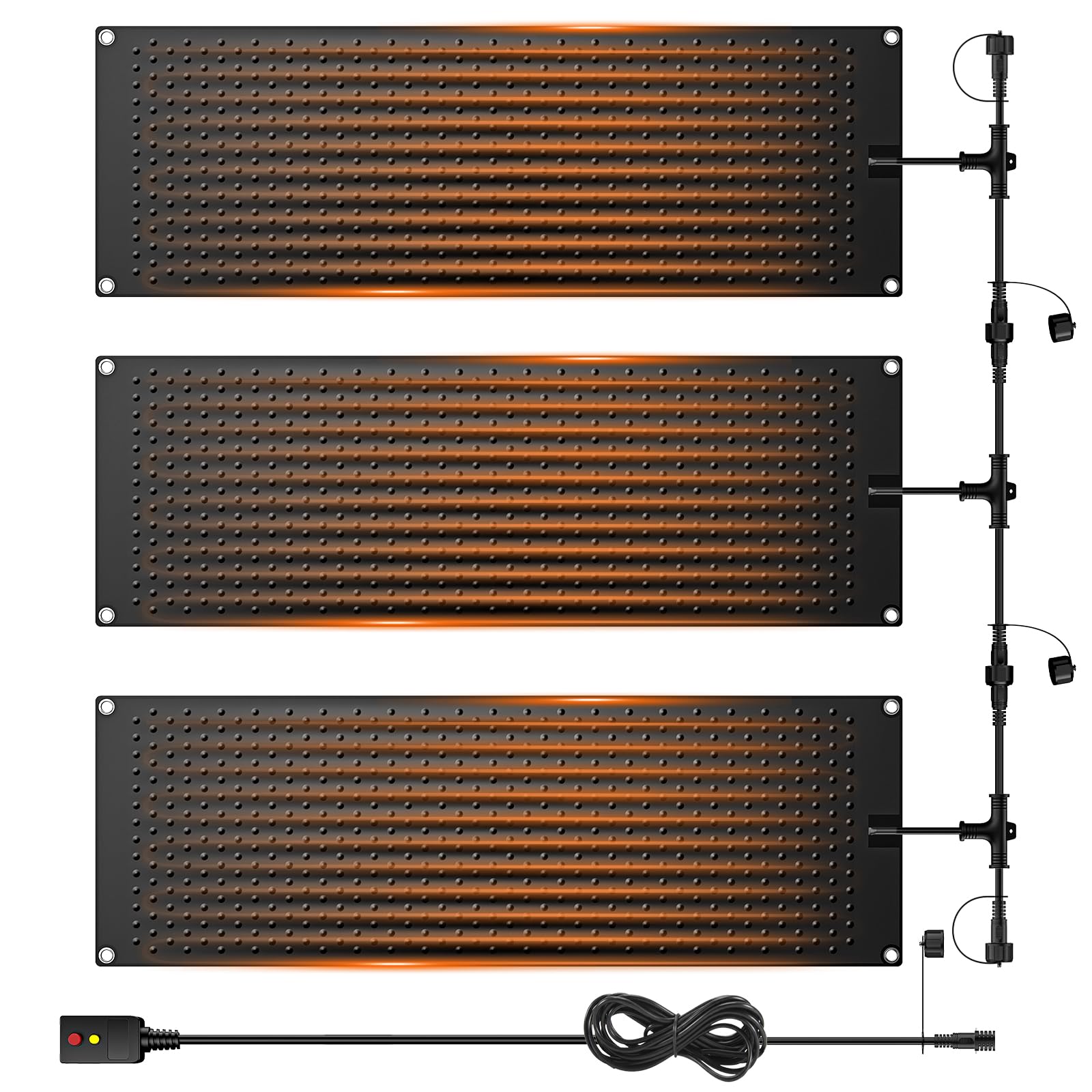 Photo 1 of 3 PCS Snow Melting Mats Outdoor, 10 x 30 in No-Slip Rubber Heated Snow Melting Mat, Waterproof and Leak-Proof Ice Melting Mats, Heated Driveway Mats for Winter Walkways, Outdoor Stairs, Steps,Doorways