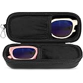 Double Eyeglasses Case Hard Shell, Clip Dual Sunglasses Organizer Zipper, PU Leather Eyewear Storage Box for 2 Pairs Travel
