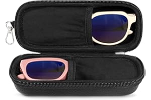 Double Eyeglasses Case, Hard Shell Dual Sunglasses Organizer Zipper & Clip, Eyewear Storage Box for 2 Pairs Travel