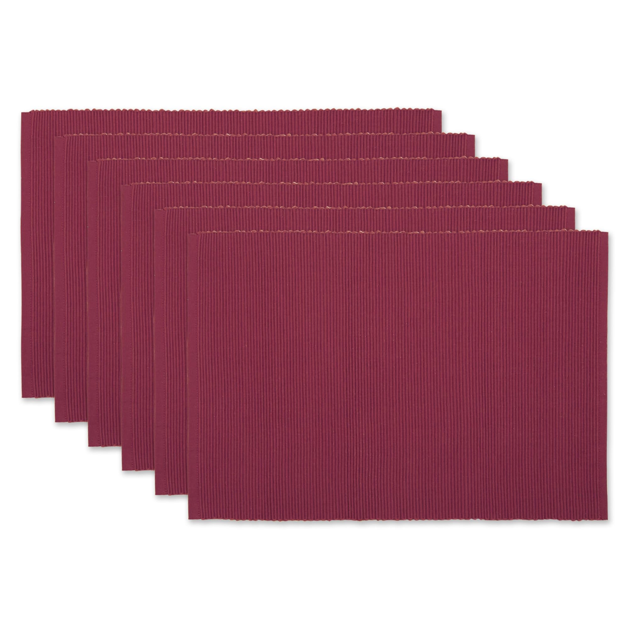 DII Basic Everyday Ribbed Tabletop Collection 100% Cotton, Placemat Set, 13x19, Barn Red, 6 Pieces — image 1