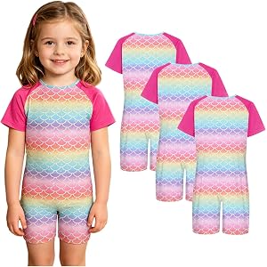 Sinleey Girls Boys 3 Pack Adaptive Clothing for Special Needs Kids Anti-strip Romper Short Sleeve & Leg Jumpsuit