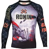 Ronin Base Layer Long Sleeve Shirt - Rash Guard Shirt for MMA, BJJ, Sports - Thermal Top - Lone Wolf Design - Durable &amp; Comfy