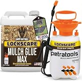 PetraMax Lockscape Rock and Mulch Glue for Landscaping with Sprayer, 1 Gal | Pet-Safe Landscape Glue for Borders, Tree Rings, Slopes - Non-Toxic Concentrated Pea Gravel Binder, Rock Glue for Landscaping