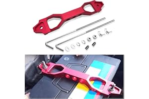 Couslcd Battery Hold Down Sets, Automotive Crossbar Holder Lock Mount with Galvanized Iron J Bolts, Billet Aluminum Alloy Car Battery Tie Down Bracket, Car Accessories for Most Vehicles (Red)