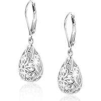 KEETEEN Wishing Tree925 Sterling Silver Teardrop Filigree Dangle Earrings for Women (in heart