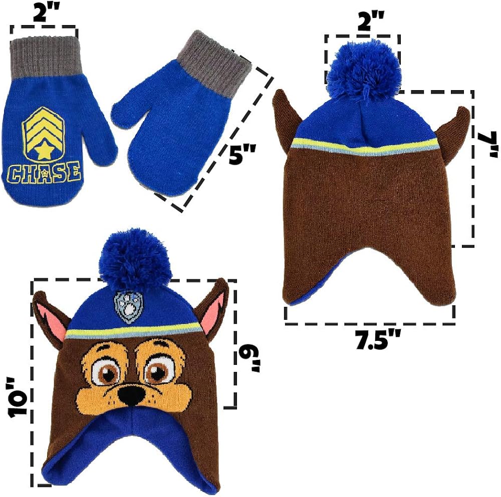 Nickelodeon Boys Winter Hat Set, Paw Patrol Toddler Beanie and Mittens for Kids Age 2-4: Clothing
