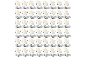 Amico 48 Pack 6 Inch 5CCT Ultra-Thin LED Recessed Light with Junction Box, 2700K/3000K/3500K/4000K/5000K Selectable, 12W Eqv 110W 1050LM Brightness Dimmable Canless Wafer Downlight, ETL & FCC