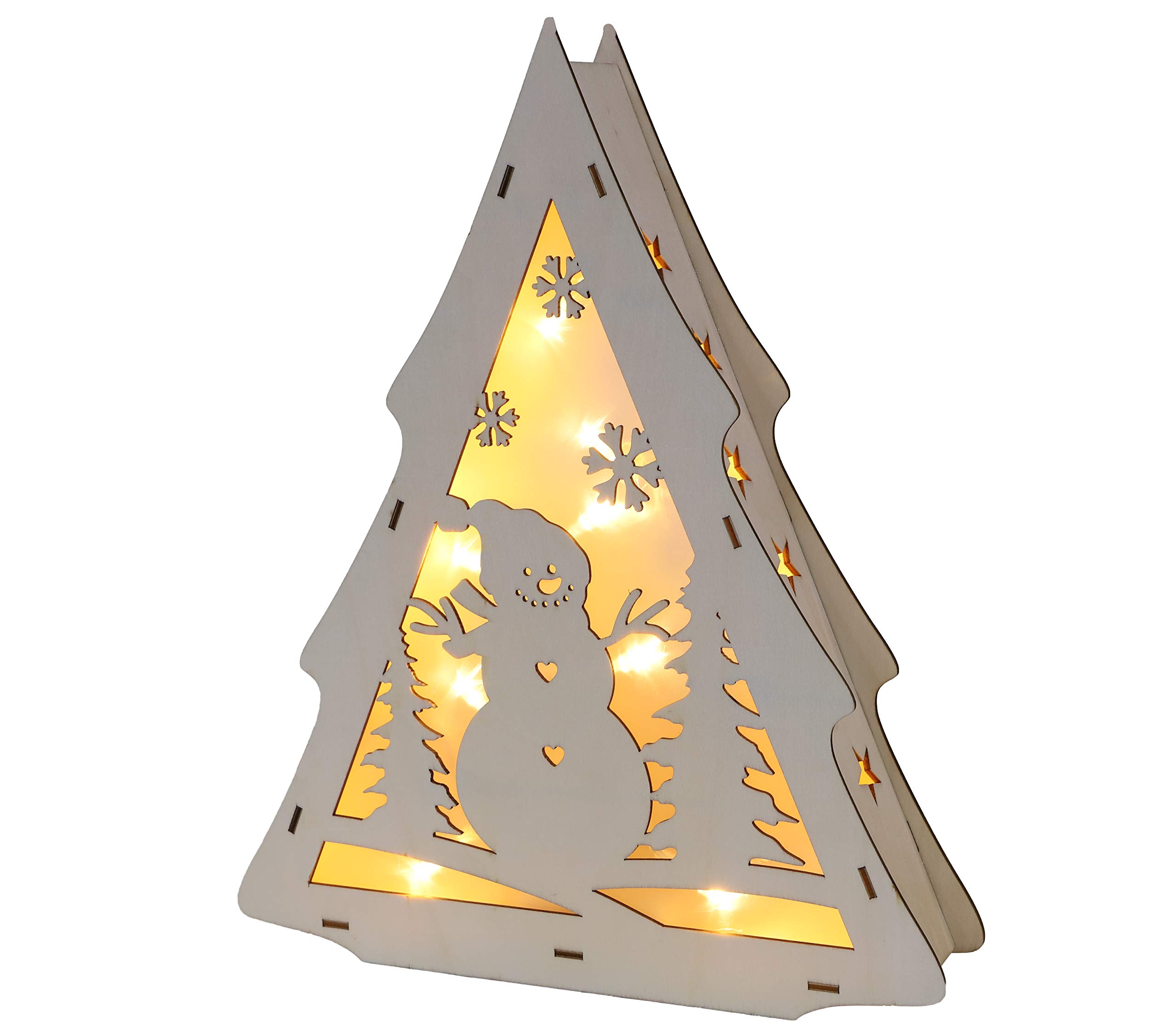 Christmas Concepts® 33cm (13") Light Up LED Cutout Wooden Box Decoration - Novelty Christmas Decorations (Tree)