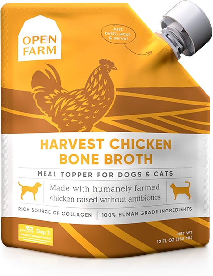 Open Farm Bone Broth, Food Topper for Both Dogs and Cats with Responsibly Sourced Meat and