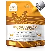 Open Farm, Chicken Bone Broth, Food Topper for Both Dogs and Cats with Responsibly Sourced Meat and Superfoods Without Artificial Flavors or Preservatives, 12oz