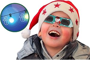 AMERICAN PAPER OPTICS Holiday Specs 3D Glasses, 12 Pack – Christmas Glasses, Look at Holiday Lights Through the Holographic Glasses and see Snowmen, Snowflakes, Santa, Gingerbread Men, Candy Canes or Christmas Trees