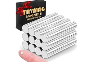 TRYMAG Magnets, 5x2mm 180Pcs Small Magnet Tiny Rare Earth Magnets Round Fridge Magnet for Whiteboard, Office, DIY, Science, P