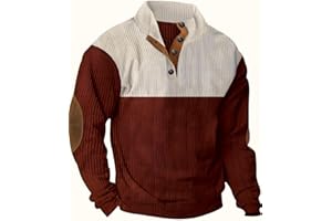 Retro Colorblock Knitted Ribbed Sweater, Neutral Tones,Men's Casual Warm Stand Collar Pullover Sweater for Men Fall Winter