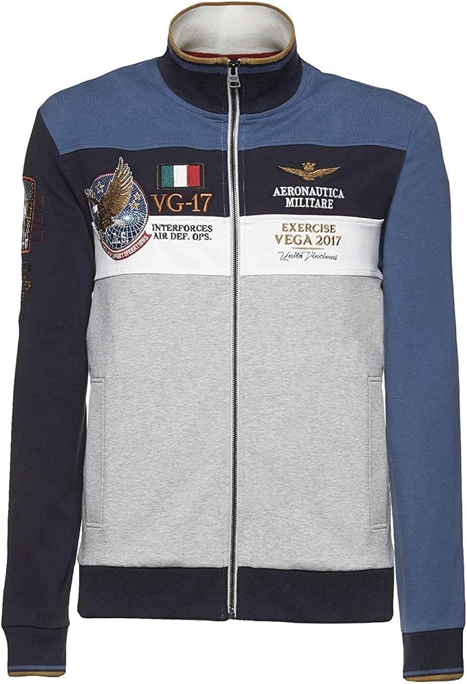 Sweatshirt Aeronautica Militare Gris - Homme, Col Rond, Neuf Avec étiquettes