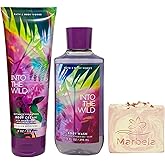 Bath & Body Works Into The Wild Body Cream and Body Wash Duo Set with a Himalayan Salts Spring Bar Soap - Full Size