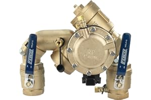 Febco 825YA Series 1-1/2" Bronze Reduced Pressure Zone Backflow Preventer Assembly, Quarter Turn Shutoff, N Pattern, Angle Union Connections, Flood Sensor with SentryPlus Alert Technology