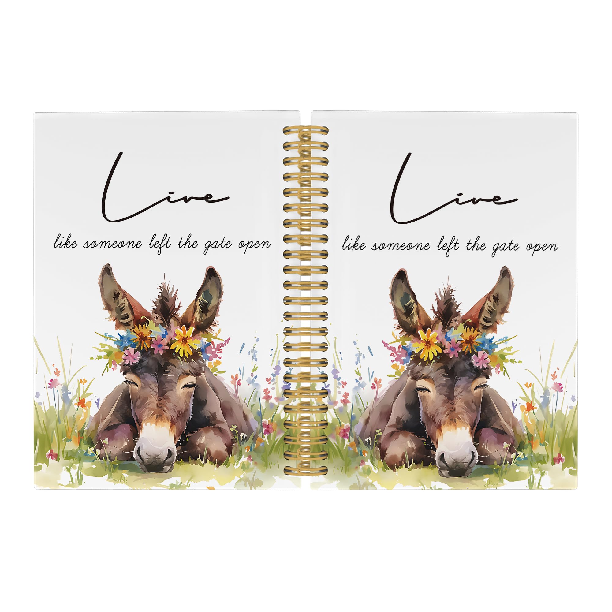 View 1 of ***(minor damage/ see notes for details)****Pugwak Inspirational Positive Donkey Journal Notebook - Rustic Flower Donkey Notebooks College Ruled for Work School, Gifts for Farmer, Office Supplies, Hardcover Spiral Notebook 5.5"x8.3"