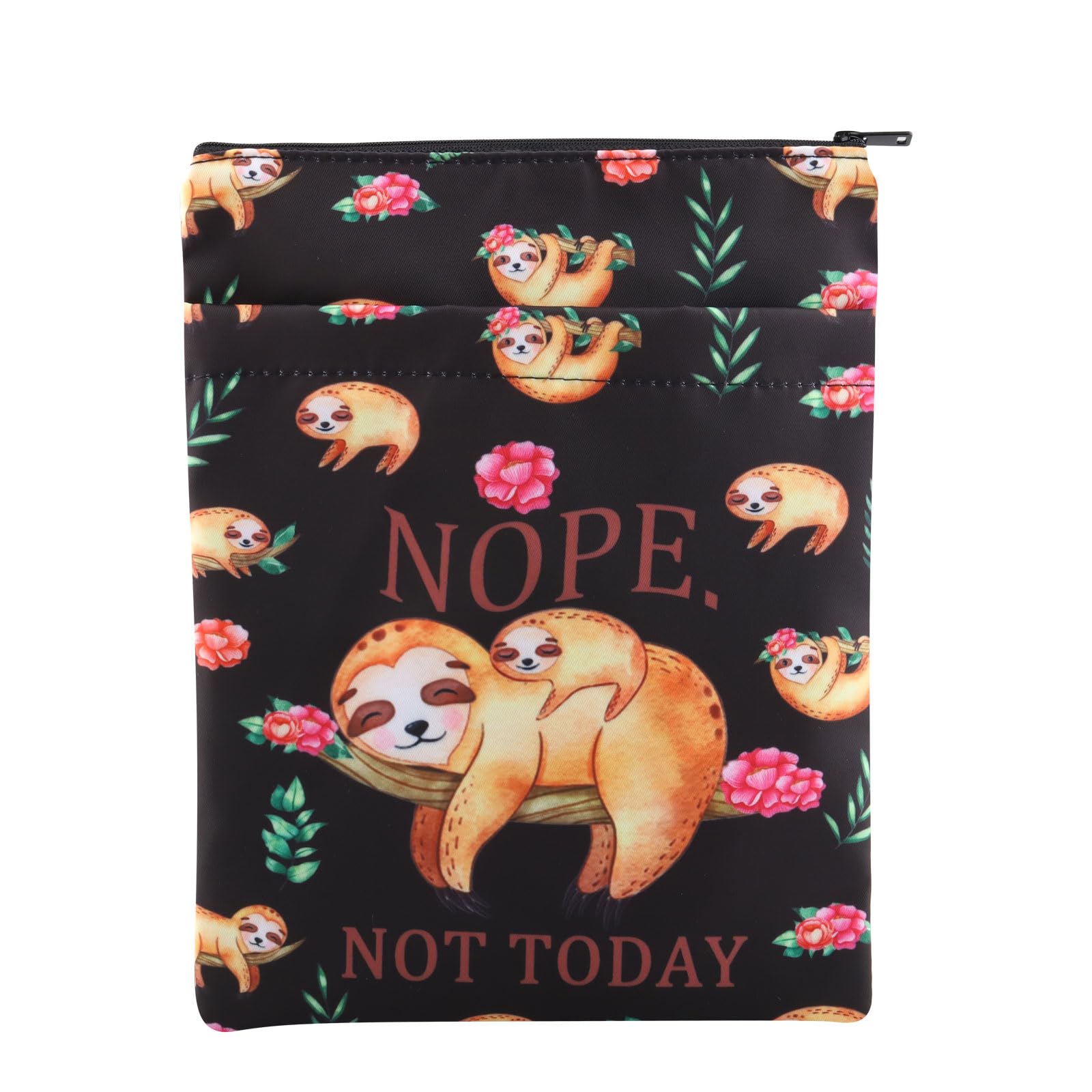 PLITI Funny Sloth Book Sleeve - Sloth Lover Gift - Lazy Sleep Gift - Nope Not Today - Book Protector