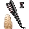 ANWA Double Barrel Hair Waver Crimper Tool, 1 Inch (25mm) Wavy Hair Crimper Iron for Women Beach Waves, Ceramic Deep Beach Wave Curling Iron