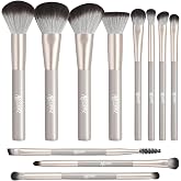 NEONIQ 11Pcs Makeup Brush Set, Wood Handle Face &amp; Eye Brushes（Old Gold） | Cloud-Soft Synthetic Bristles with Aluminum Ferrule, Multifunctional Brushes for Foundation Contour Blush Eyeshadow Eyebrow