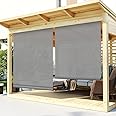TANG Exterior Roller Shade Blinds Roll up Shade Privacy Screen for Patio Deck Porch Pergola Gazebo Balcony Backyard or Other Outdoor Spaces Light Filtering Block 90% UV Rays 4'W x 10'L Light Grey