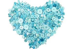 QOVYDX 600-700Pcs Turquoise Buttons for Crafts Assorted Size Teal Buttons Bulk Aqua Blue Craft Buttons for Art, DIY Crafting, Christmas Decoration
