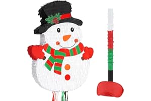 WERNNSAI Snowman Pinata - Christmas Pinata with Blindfold Stick Kids Christmas Party Decorations Cute Xmas Party Game Decorat