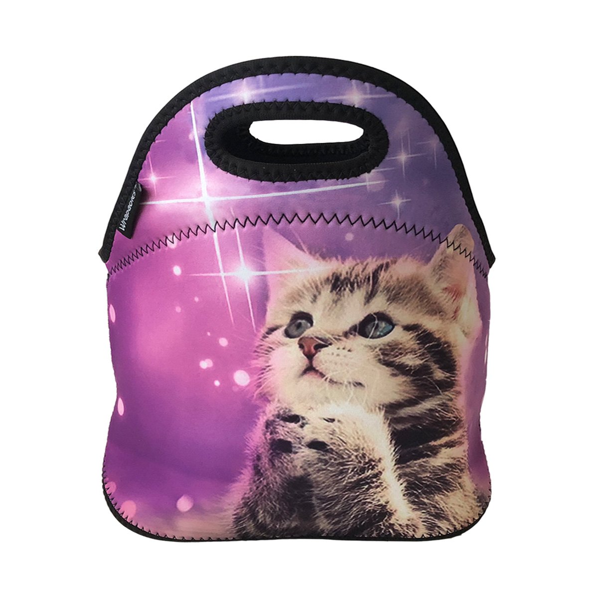 allydrew Insulated Neoprene Lunch Bag Zipper Lunch Box Tote, Cat Prayers