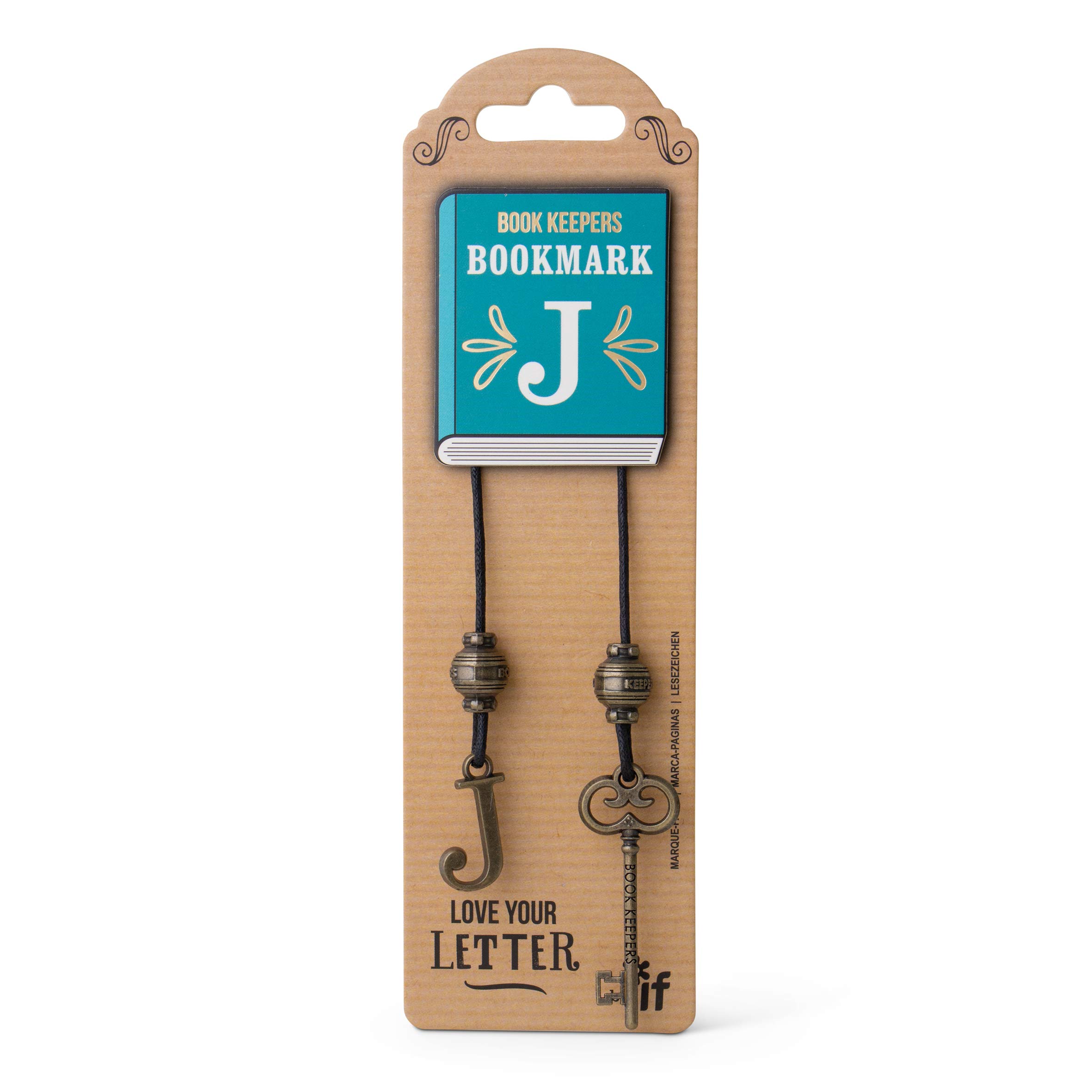 IF Book Keepers Personalised Bookmark - Letter J,Brown