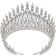 Tall Wedding Tiaras for Bride Large Queen Crowns 5A Cubic Zirconia Princess Bridal Headband Big Pageant Crown for Women Crystal Headpiece Silver Hair Accessories