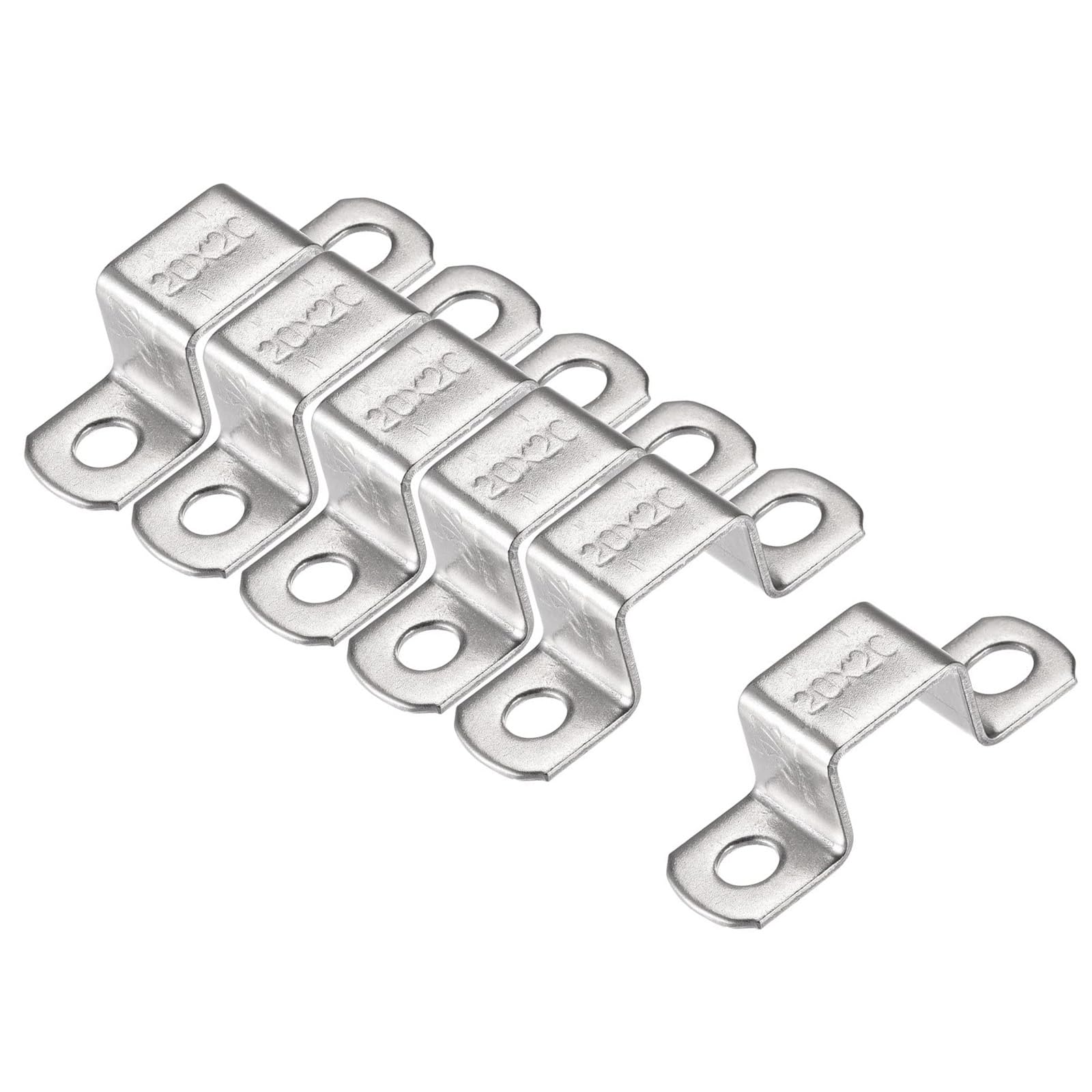 MACHSWON 20 x 22mm U Shaped Strut Connector Bracket 304 Stainless Steel Square Pipe Clamp for Door Closed Bar Holder 6pcs — image 1