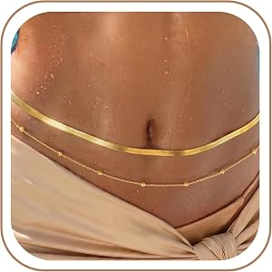 Waist Chain, Belly Chain for Women Layered with Waist Beads & Snake Chain Summer Jewelry Waterproof Non Tarnish Body Chain Go