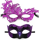 Masquerade Mask for Couples Lace Eye Mask Venetian Carnival Halloween Mask Party Ball Prom Mask Costume Mardi Gras 2Pack