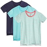 Mightly Girls' Scooped Neck Short Sleeve T Shirts | 100% Organic Cotton, Colorful Casual Stylish Clothes