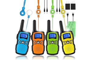Wishouse Walkie Talkies for Kids Adults Rechargeable 4 Sets with 2 USB Chargers|4X3000mAh Batteries|Lanyards|Family Walky Talky Long Range for Hiking Camping|Xmas Birthday Gift|Boys Girls Present