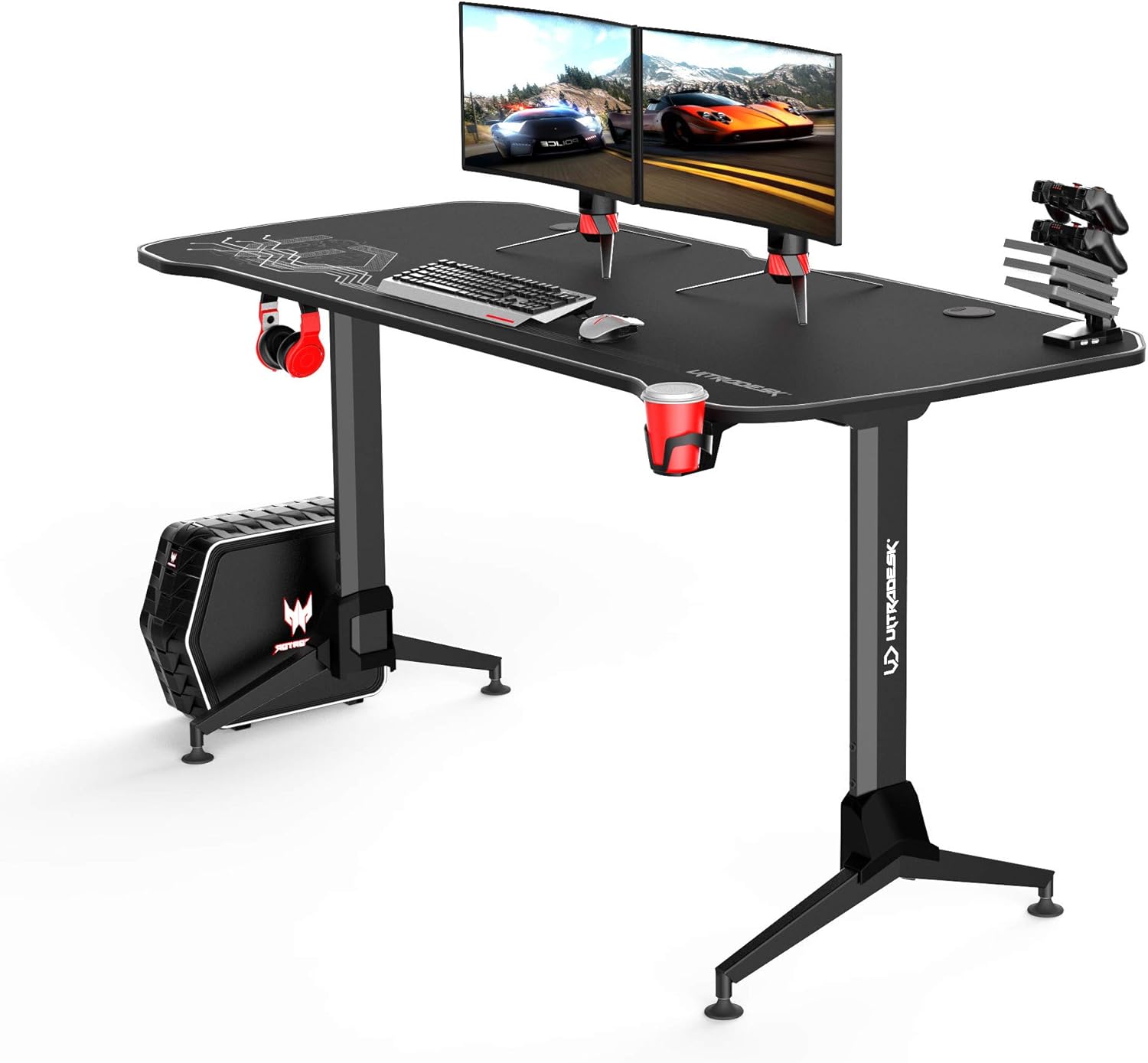 Ultradesk Grand Weiss - Very Large Computer Desk with Height Adjustment ...