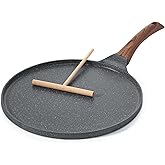 SENSARTE Nonstick Crepe Pan, Swiss Granite Coating Dosa Pan Pancake Flat Skillet Tawa Griddle 10-Inch with Stay-Cool Handle, Induction Compatible