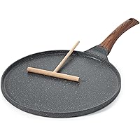 SENSARTE Nonstick Crepe Pan, Swiss Granite Coating Dosa Pan Pancake Flat Skillet Tawa Griddle 12-Inch with Stay-Cool Handle,