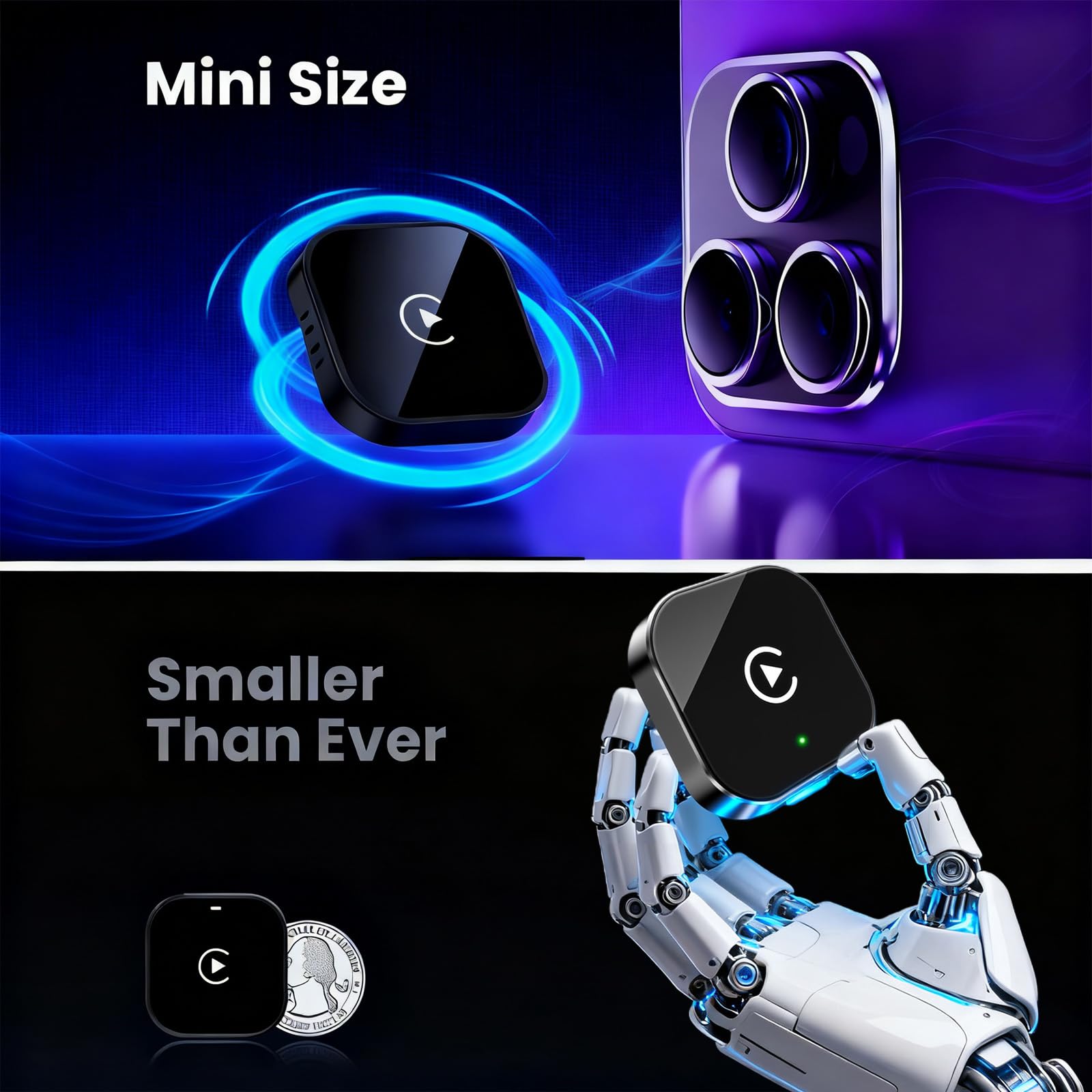 Wireless CarPlay Adapter for Apple iPhone ＆Android Small Size, (New Update) Plug and Play, Fast and Stable Connection Wireless Adapter for CarPlay＆Android