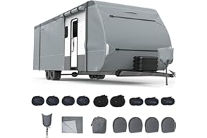CHE YI BAO RV Cover Upgraded 8 Layers Top Camper Cover Windproof Travel Trailer Cover for 20' to 22' RV, Tire Cover,Hauler Cover with Tongue Jack Cover, Extra Long Windproof Ropes