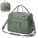 Travel Duffel Bag with Shoe Compartment, Large Weekender Bags for Women with Trolley Sleeve for Airplane, Waterproof Carry on Bag Sport Tote Bags Hospital Holdalls, Green