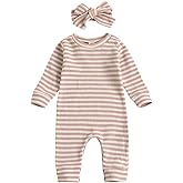 Aimaopao Newborn Infant Baby Girl Romper Bodysuit Girls Stripe Print One Piece Jumpsuit Pants Clothes Outfits