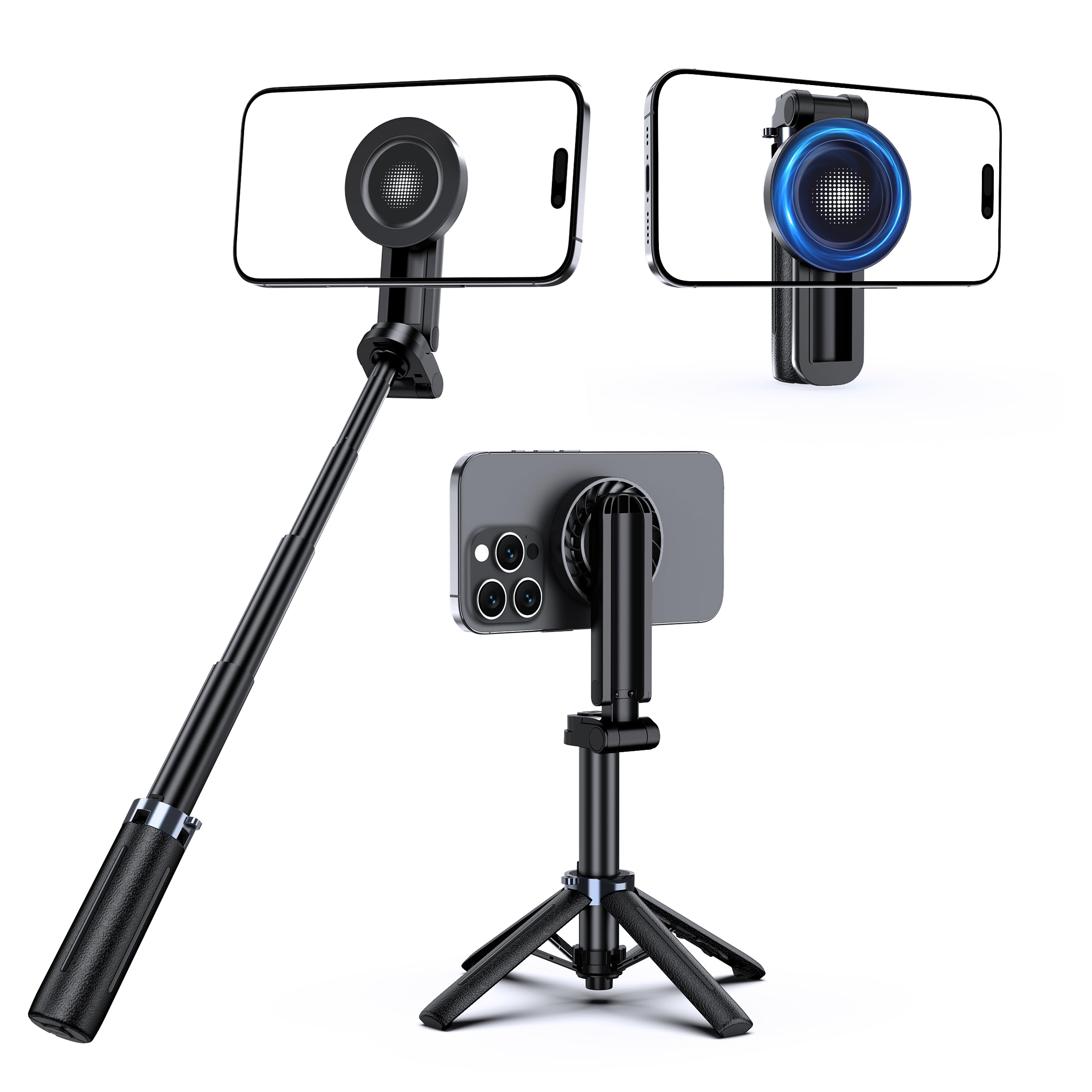 Photo 1 of UBeesize Magnetic Mini Selfie Stick Tripod with Rechargeable Remote, Pocket Tripod for iPhone/Android, Compact Travel Stand for TikTok, YouTube, Live Streaming, Vlogging, Adjustable Holder