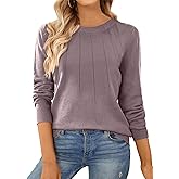 SHEWIN Womens Sweaters 2025 Casual Crewneck Long Sleeve Lightweight Knit Pullover Sweater Tops Fall Clothes