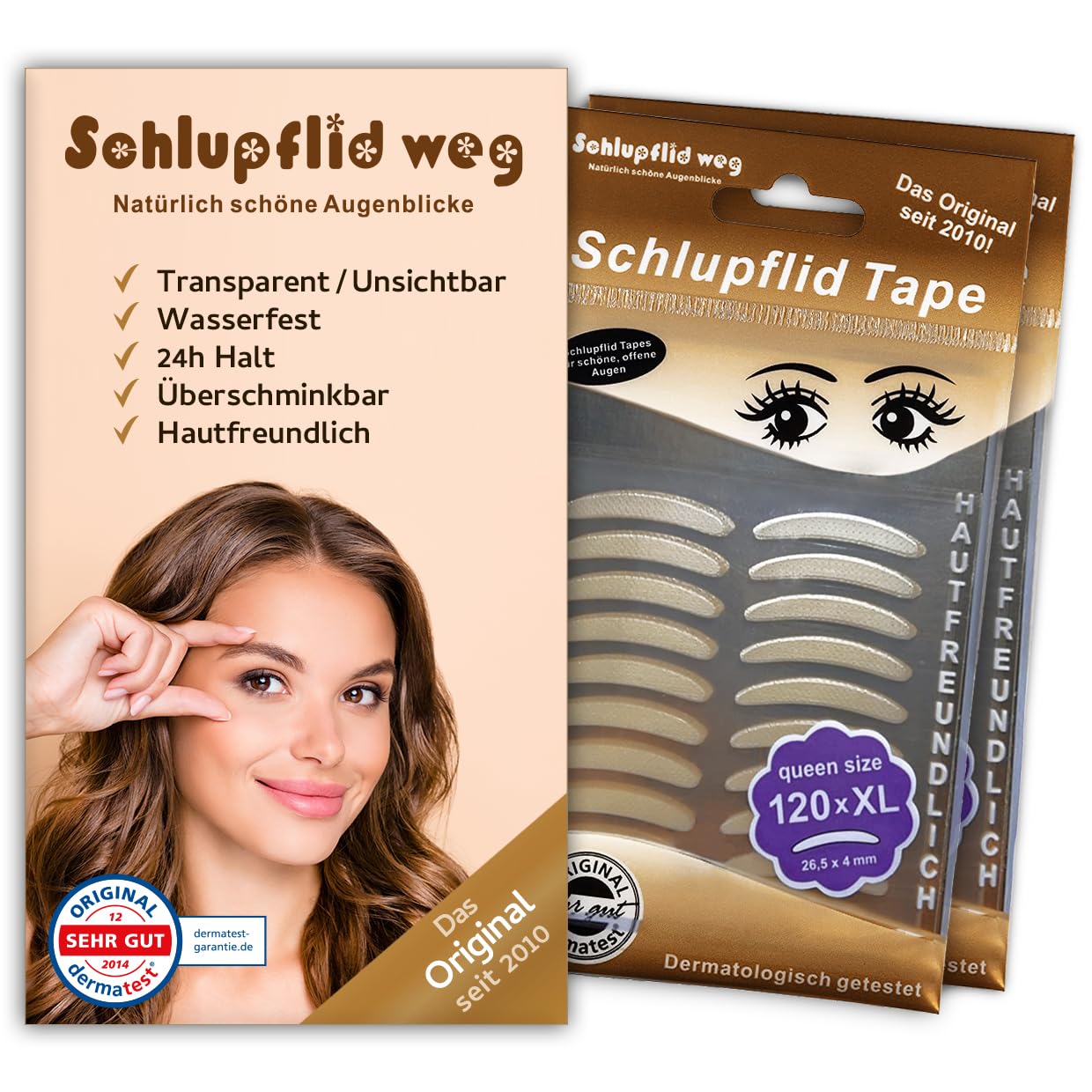Eyelid Tape "SCHLUPFLID TAPE®" - Eyelid lift without surgery, slip-on eyelid strips for beautiful open eyes, invisible eyelid lift strips, eyelid tape for droopy lids (XL (240x))