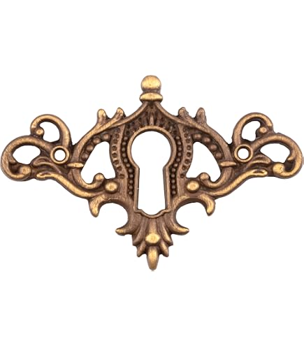 Baroque Style Brass Ring Pull With Keyhole Cover - 2.5" X 0.625" Decorative Hardware For Cabinets & Furniture