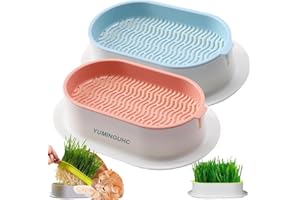 YUMINGUHC 2Pcs Cat Grass Planter for Indoor Hydroponic Wheatgrass Seed Sprout Tray Organic Cat Grass Growing Kit (No Seeds Included) Soilless Pot Planting Box (E)