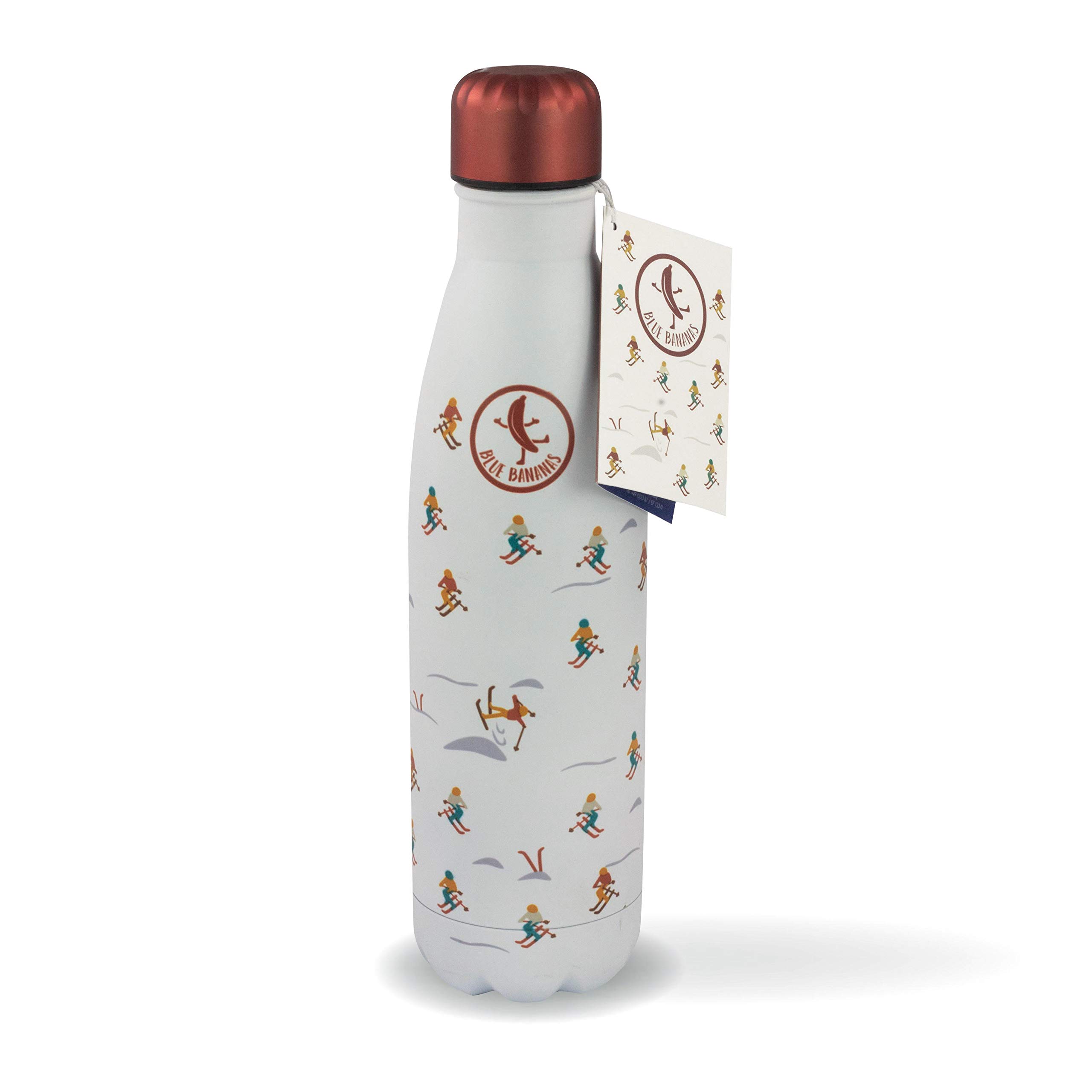 p:os Blue Bananas 32073 – 500 ml Stainless Steel Drinking Bottle – Stylish Stainless Steel Vacuum Bottle – Apré Ski Design